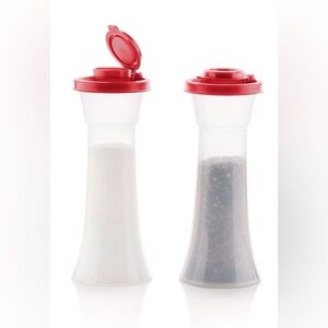 Tupperware Hourglass Salt and Pepper Shakers Set-Fiesta Red